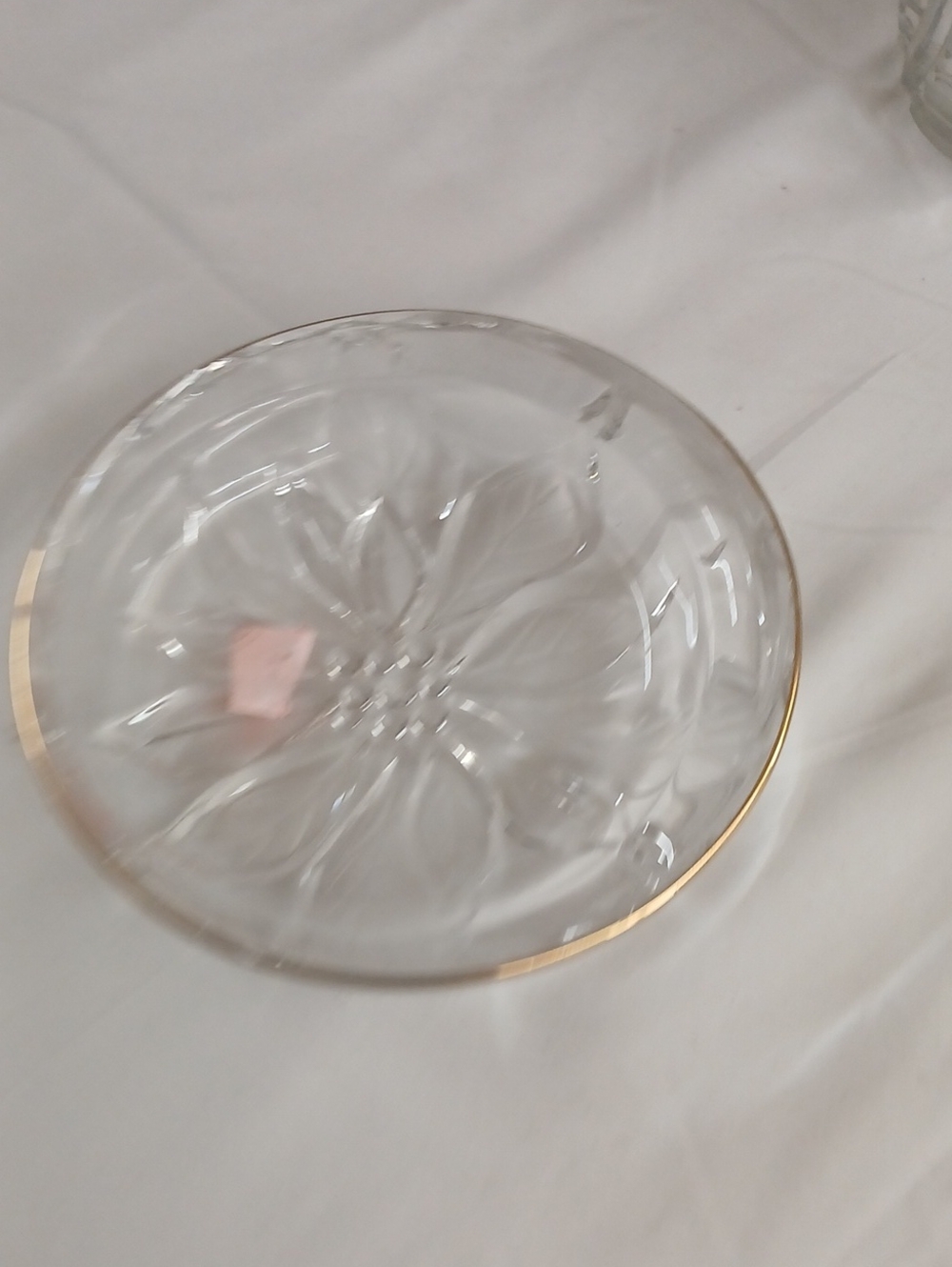 Clear Glass Dessert Bowl with Gold Rim